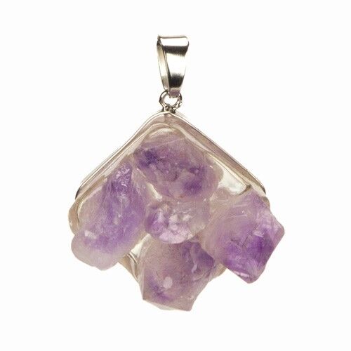 Pendente ametista, zincato, quadrato 28x28x22mm