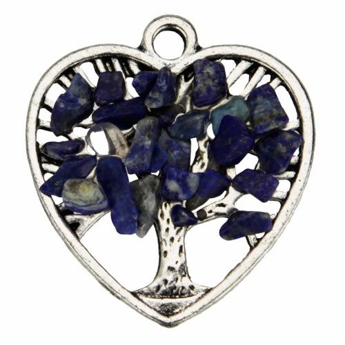 Anhänger Lebensbaum Herz, 30mm, Lapislazuli