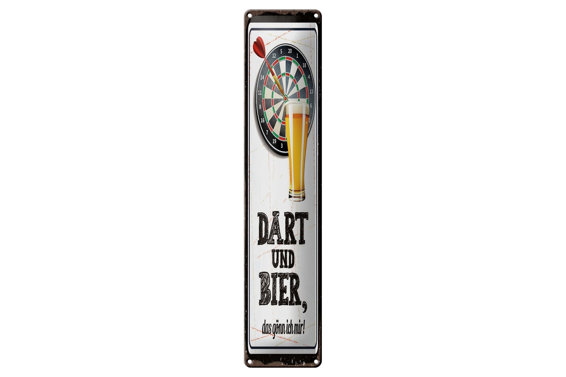 Blechschild Spruch 46x10 cm Dart und Bier gönn ich mir Schild