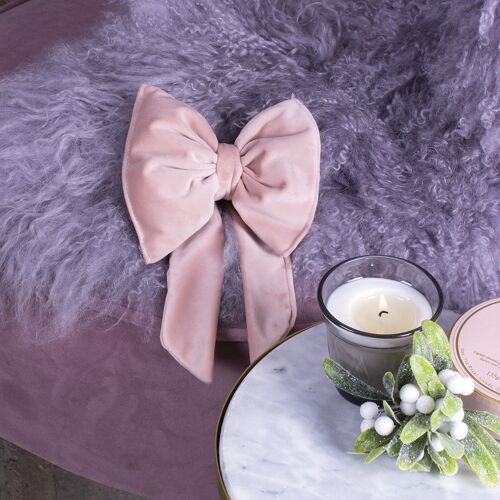 Small Luxury Christmas Bow Pink Blush Velvet