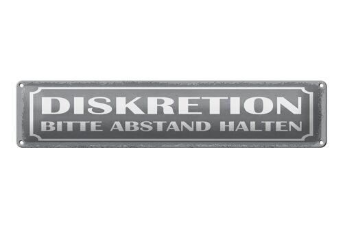 Blechschild Hinweis 46x10 cm Diskretion bitte Abstand halten Schild
