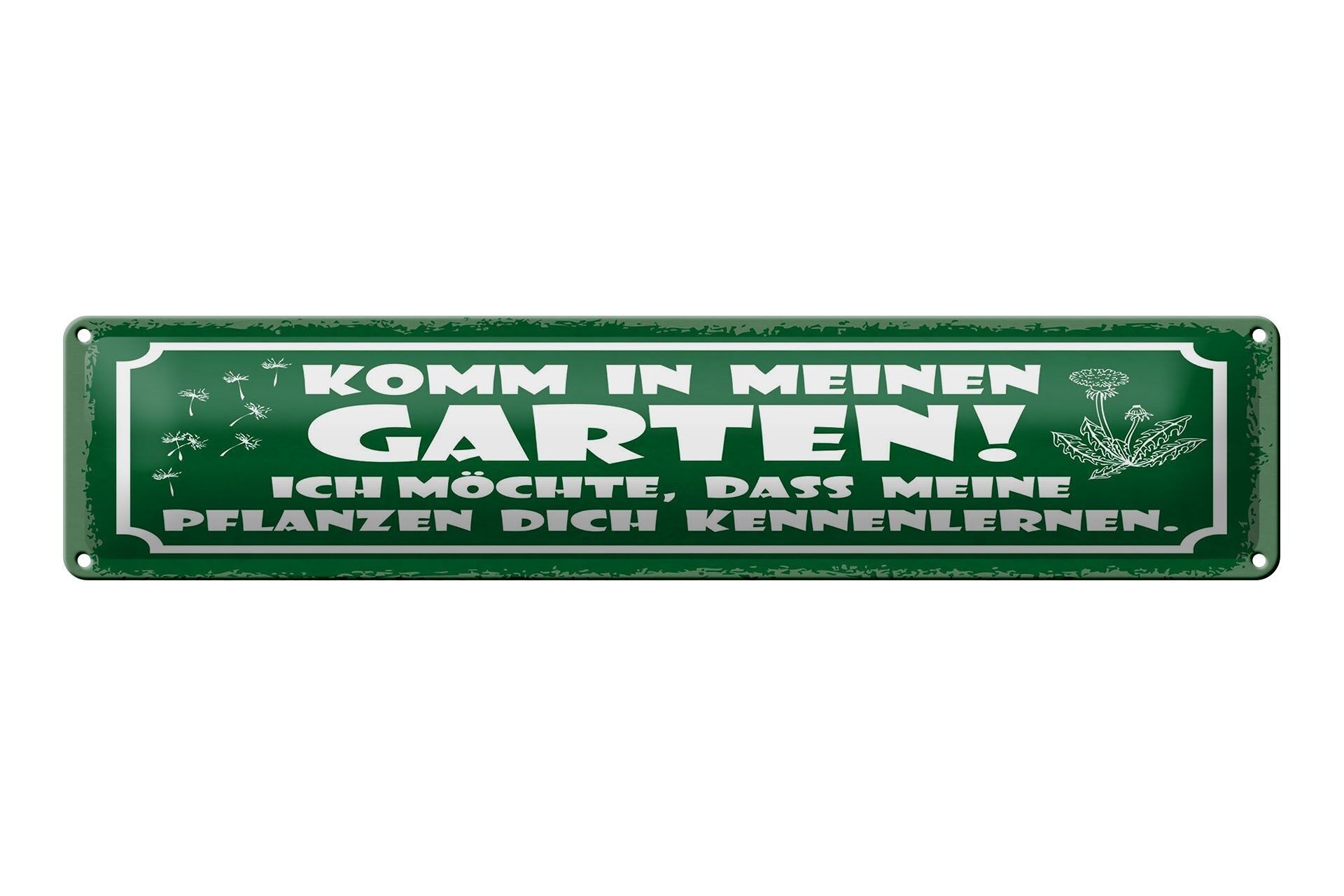 Targa in metallo con scritta "Vieni nel mio giardino" 46x10 cm