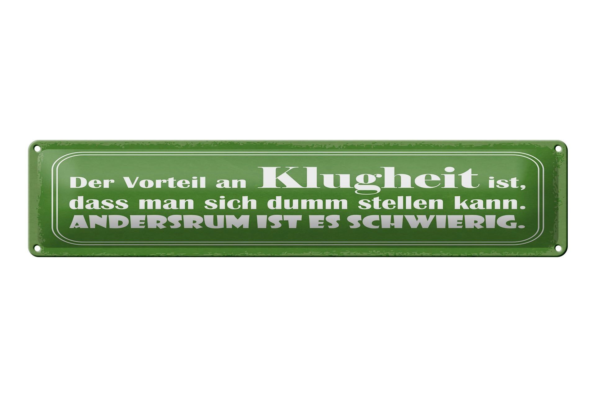 Targa in latta con scritta 46x10 cm Il vantaggio dell'ingegno è lo scudo