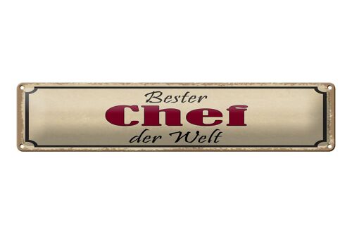 Blechschild Spruch 46x10 cm Bester Chef der Welt Schild