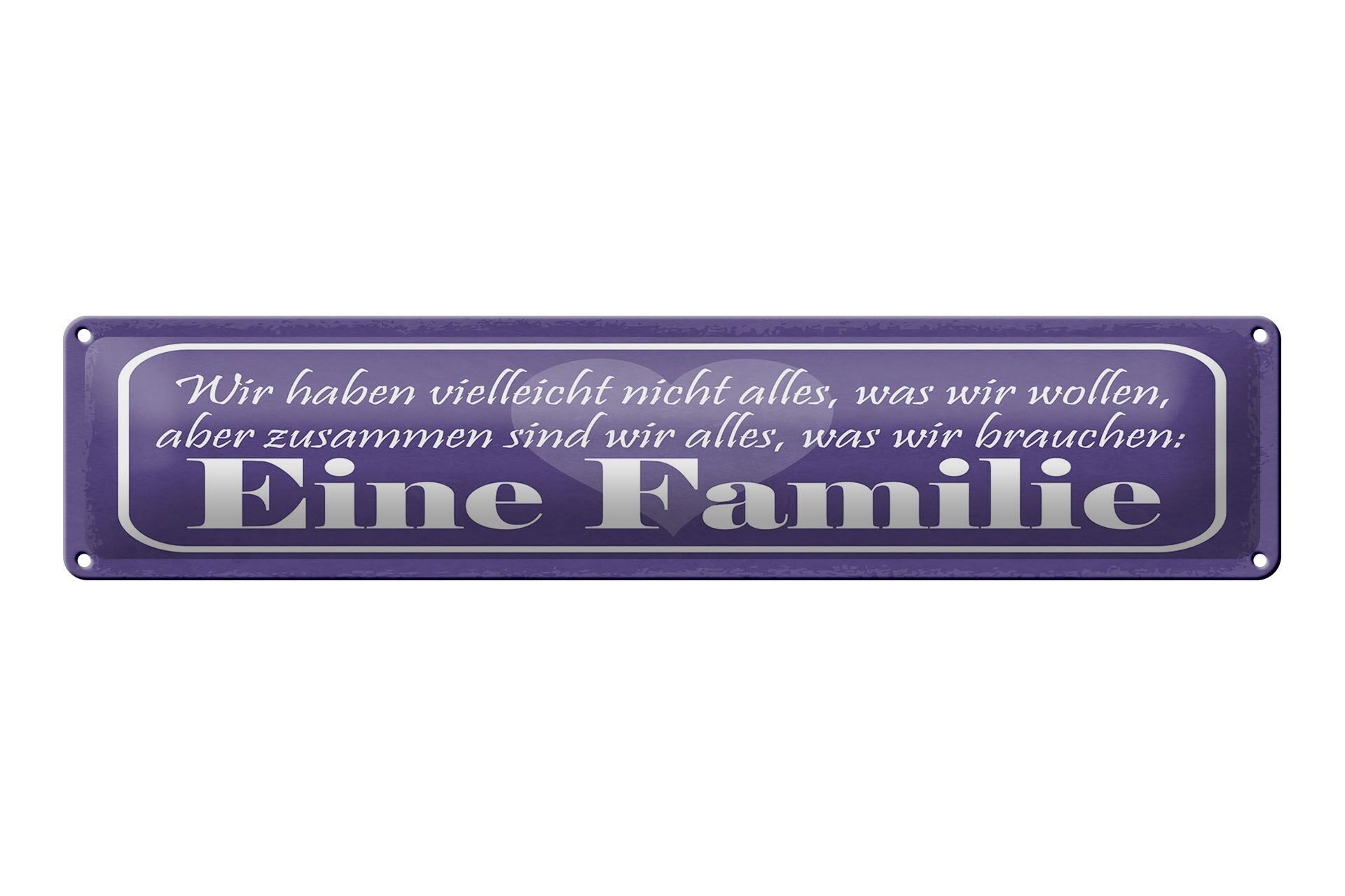 Targa in metallo con scritta 46x10 cm "Tutto ciò di cui abbiamo bisogno", un cartello di famiglia