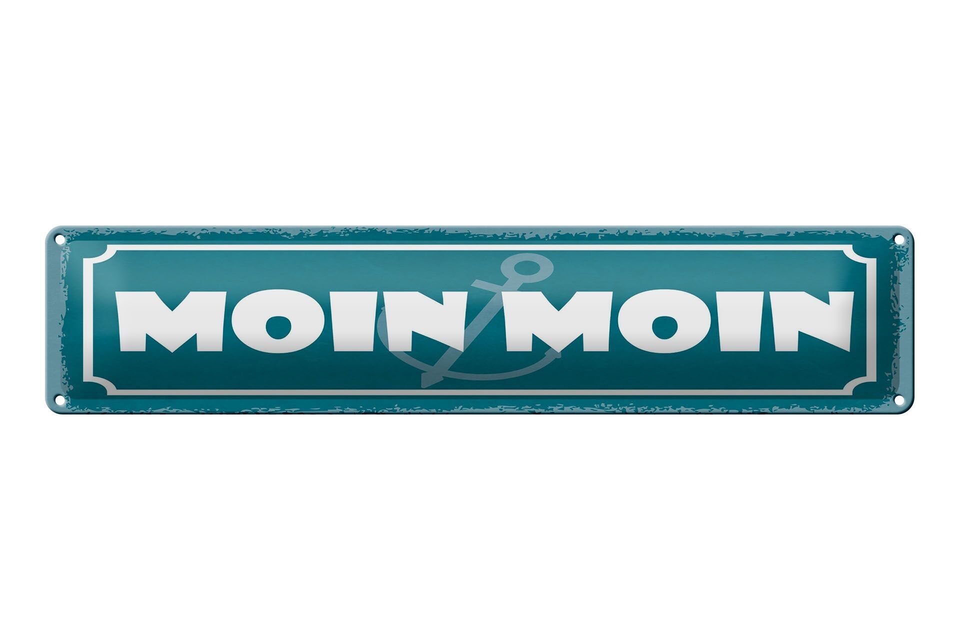 Blechschild Spruch 46x10 cm Moin Moin Anker Schild