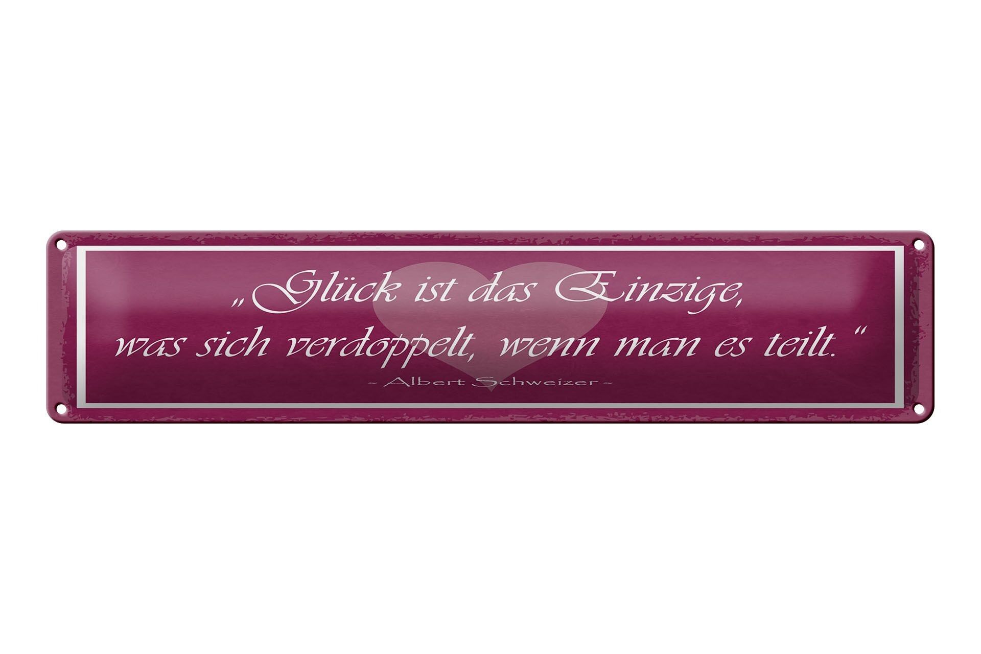 Blechschild Zitat 46x10 cm Glück ist das einzige, was sich verdoppelt Schild