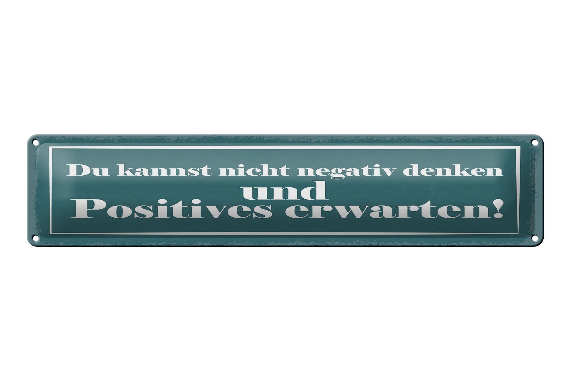 Blechschild Spruch 46x10 cm Du kannst nicht negativ denken Schild