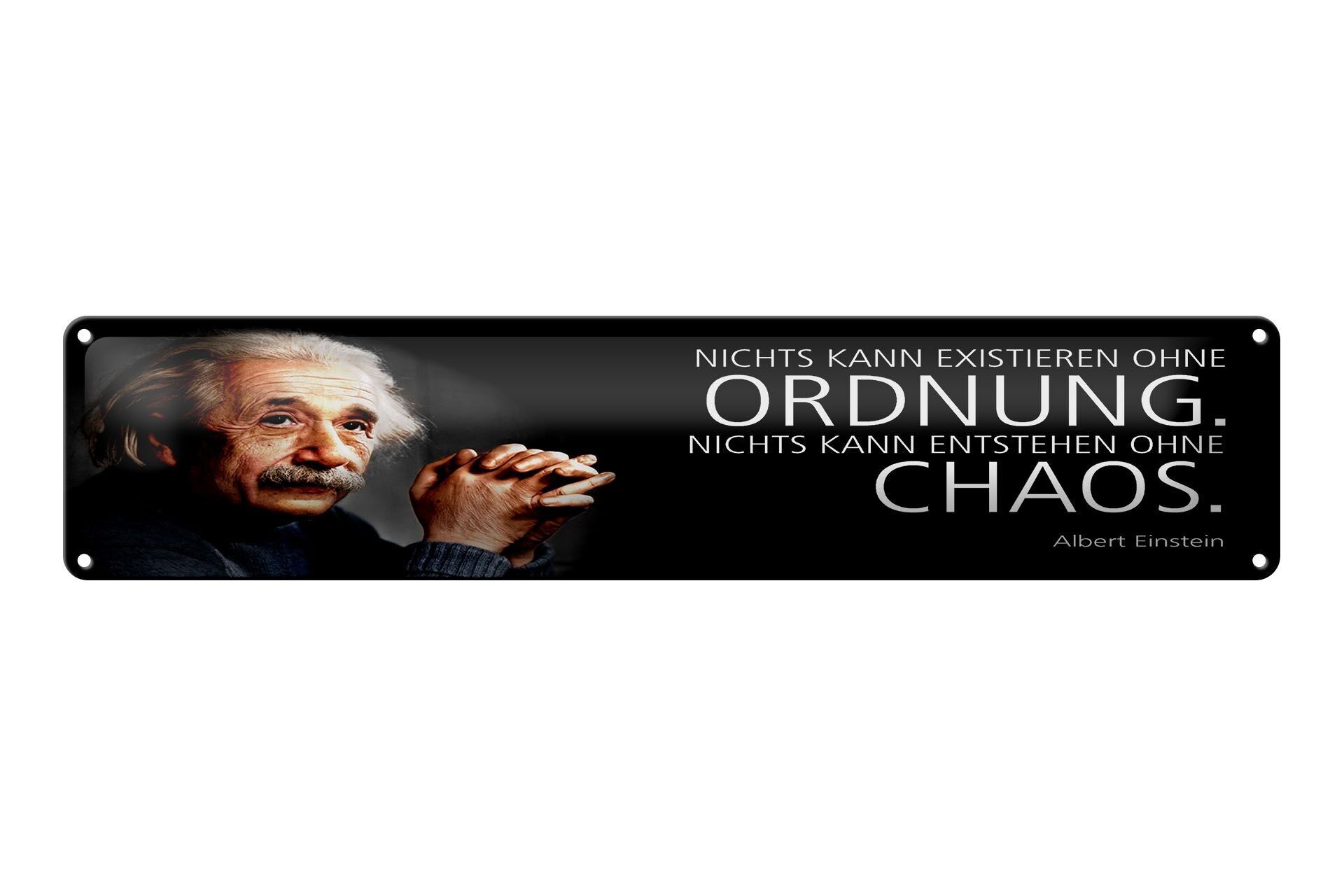 Blechschild Einstein Zitat 46x10 cm nichts kann existieren ohne Ordnung Schild