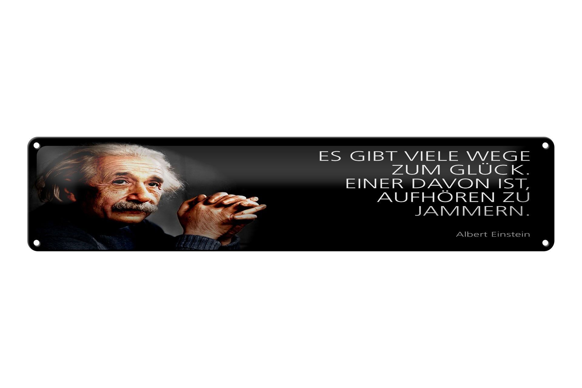 Targa in metallo citazione Einstein 46x10 cm Esistono molti modi per firmare la felicità