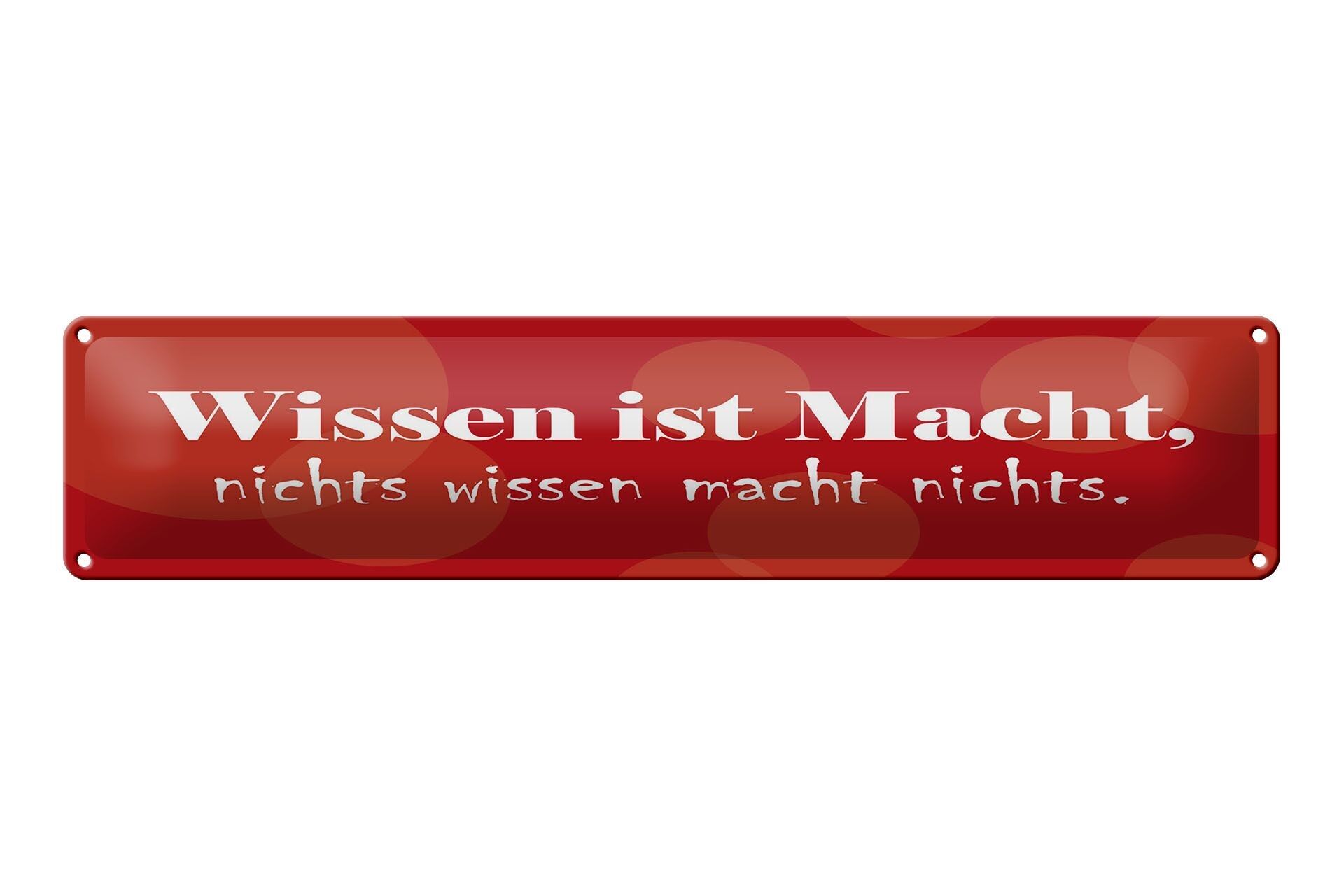 Targa in latta con scritta 46x10 cm Segno della conoscenza è potere