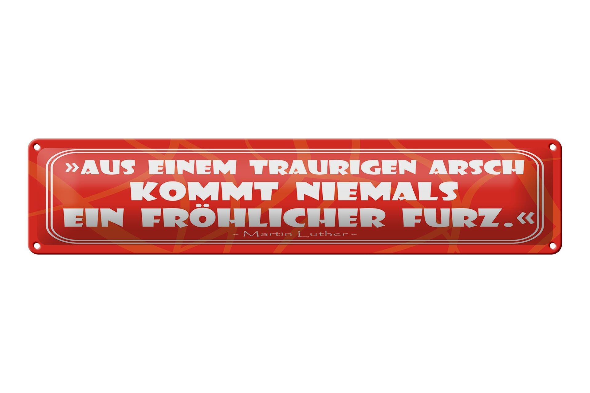 Blechschild Zitat 46x10 cm Aus einem traurigen Arsch kommt niemals Schild