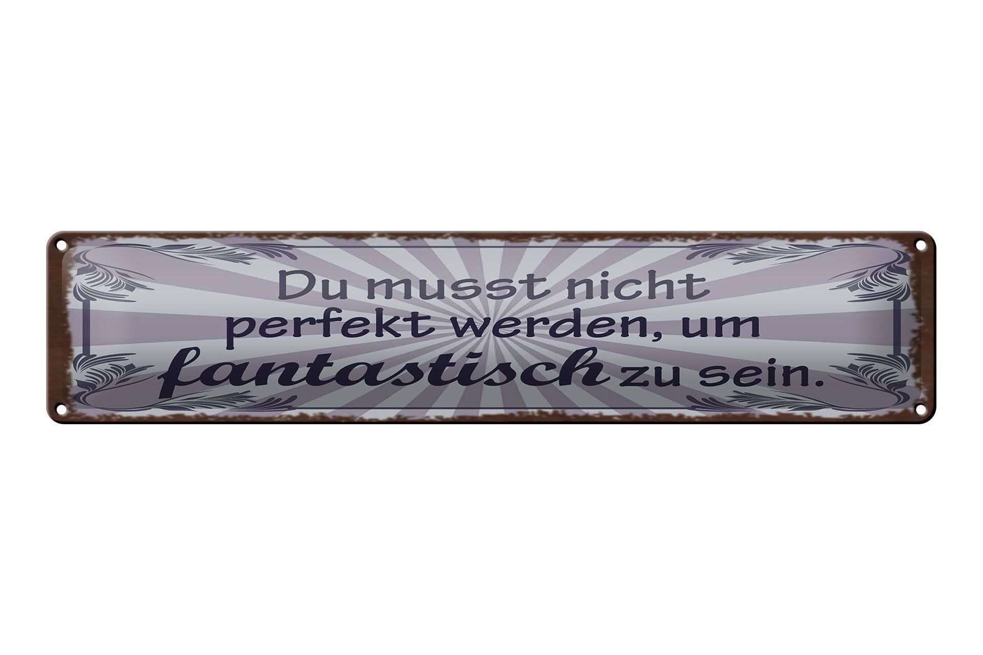 Targa in latta con scritta 46x10 cm Non essere perfetto per essere fantastico