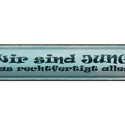 Targa in metallo con scritta "Siamo giovani" 46x10 cm, questo giustifica tutto ciò che è un segno decorativo