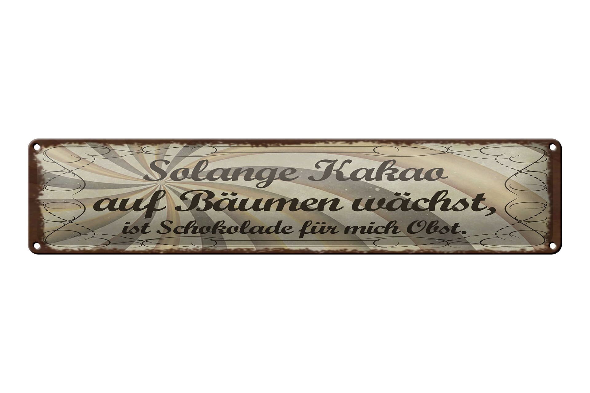 Targa in metallo con scritta "Cioccolato per me" 46x10 cm, targa decorativa con frutta