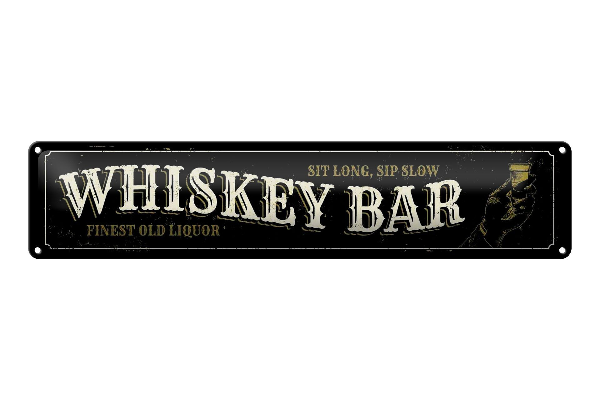 Targa in metallo con avviso 46x10 cm Whisky Bar Finest Old Liquor