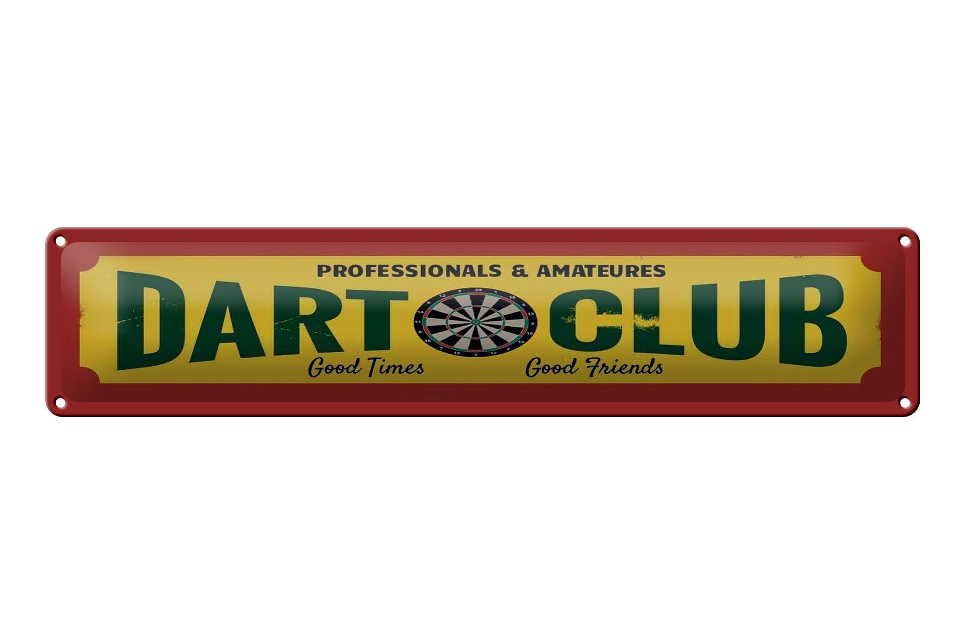 Blechschild Hinweis 46x10 cm Professionals and amateures Dart Club Schild