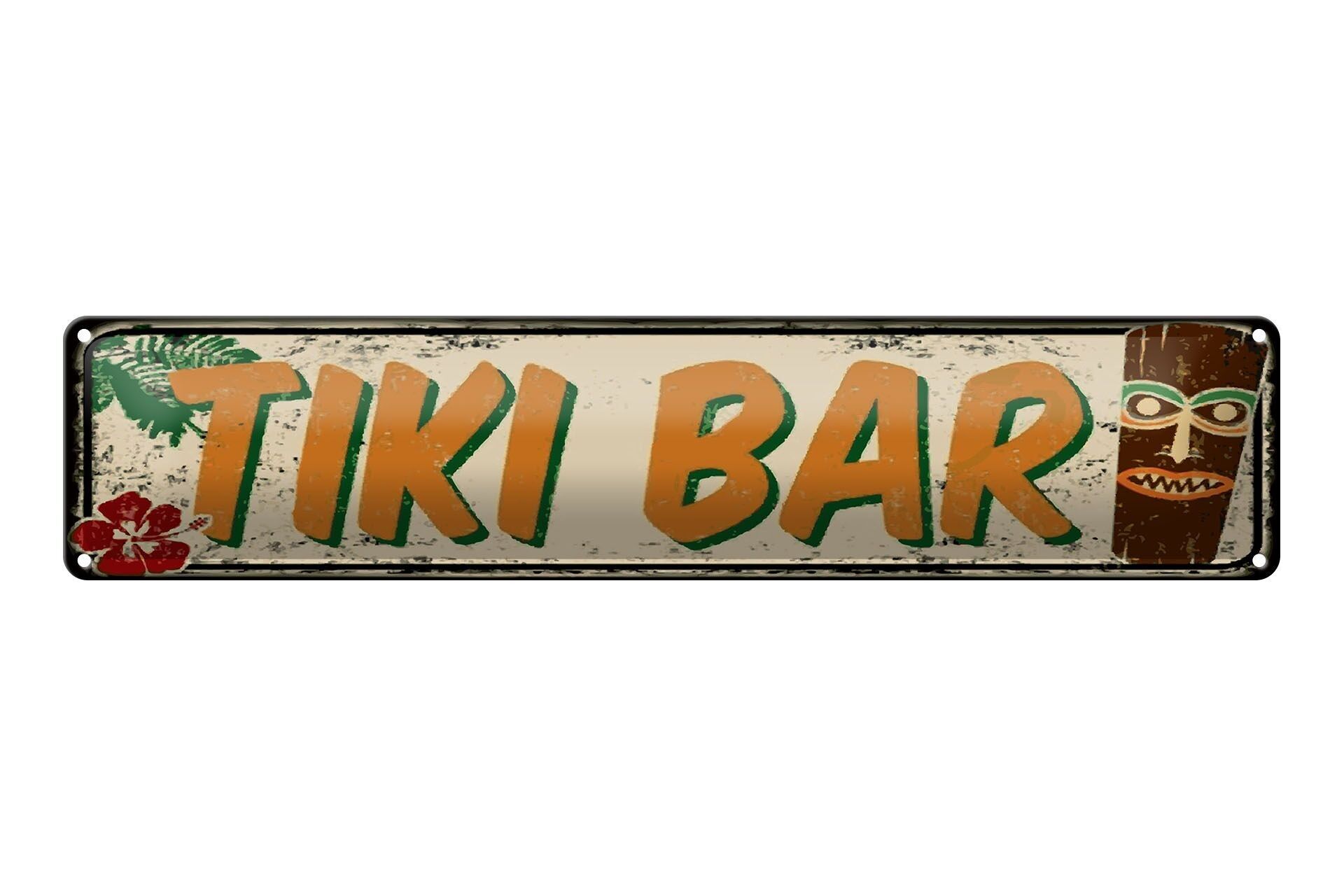 Blechschild Hinweis 46x10 cm Tiki Bar Schild