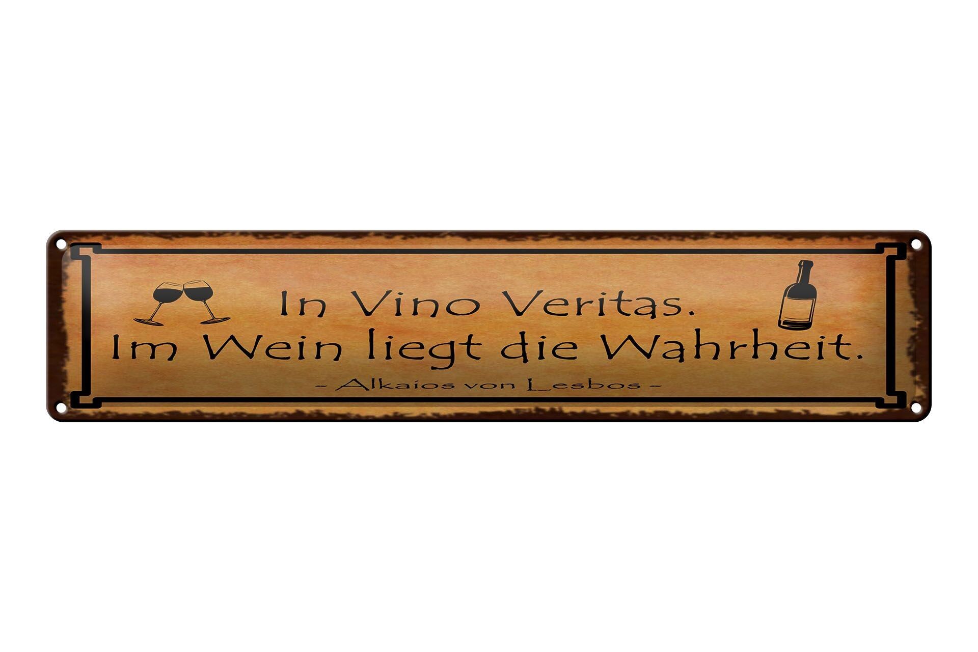 Targa in metallo con scritta 46x10 cm In Vino Veritas Wine Truth Sign