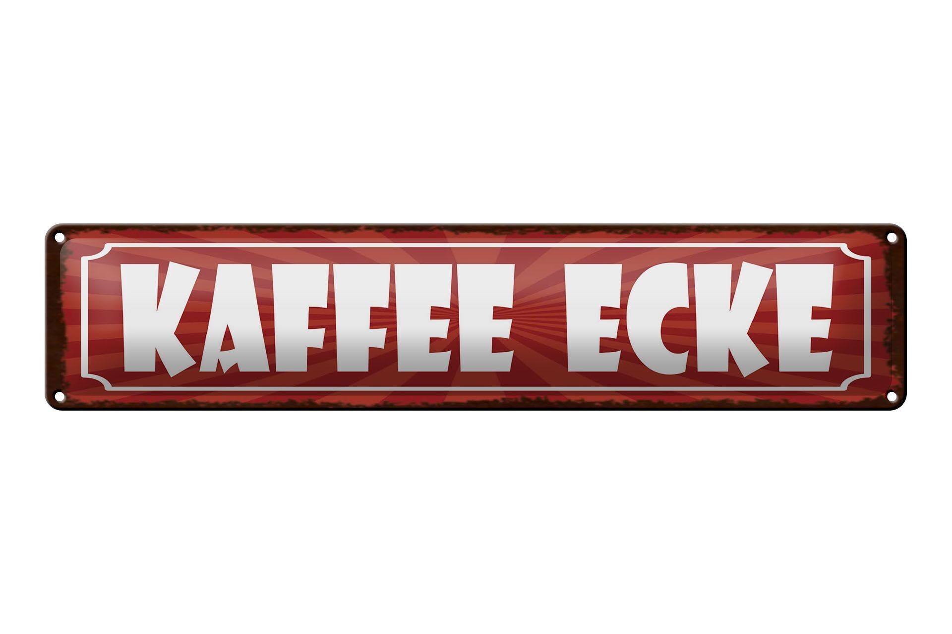 Targa in metallo avviso 46x10 cm angolo caffè rosso