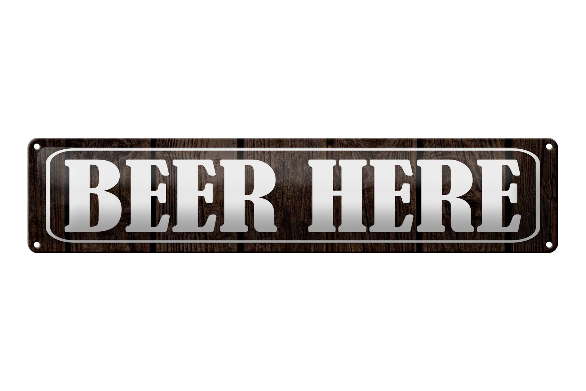 Targa in metallo nota 46x10 cm Birra qui targa in legno