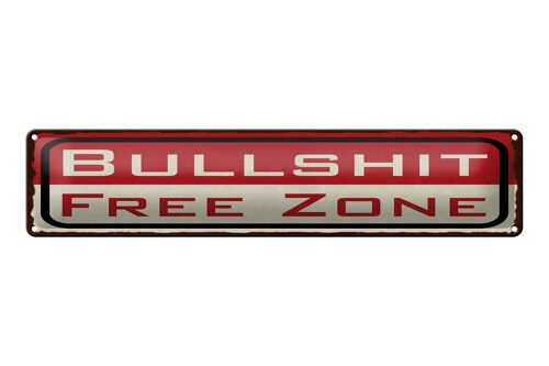 Blechschild Spruch 46x10 cm Bullshit free zone Schild
