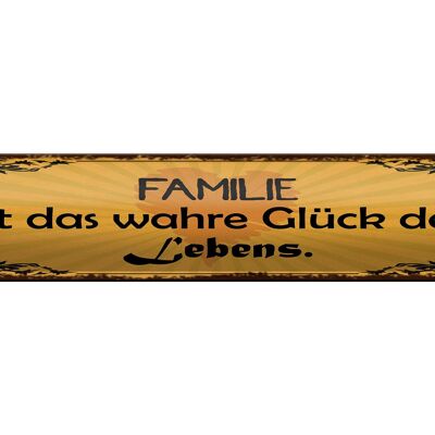 Targa in latta con scritta 46x10 cm La famiglia è il vero segno della felicità della vita