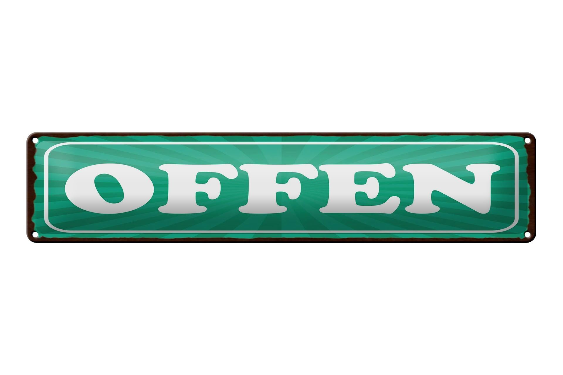 Avviso targa in metallo 46x10 cm Cartello decorativo verde aperto