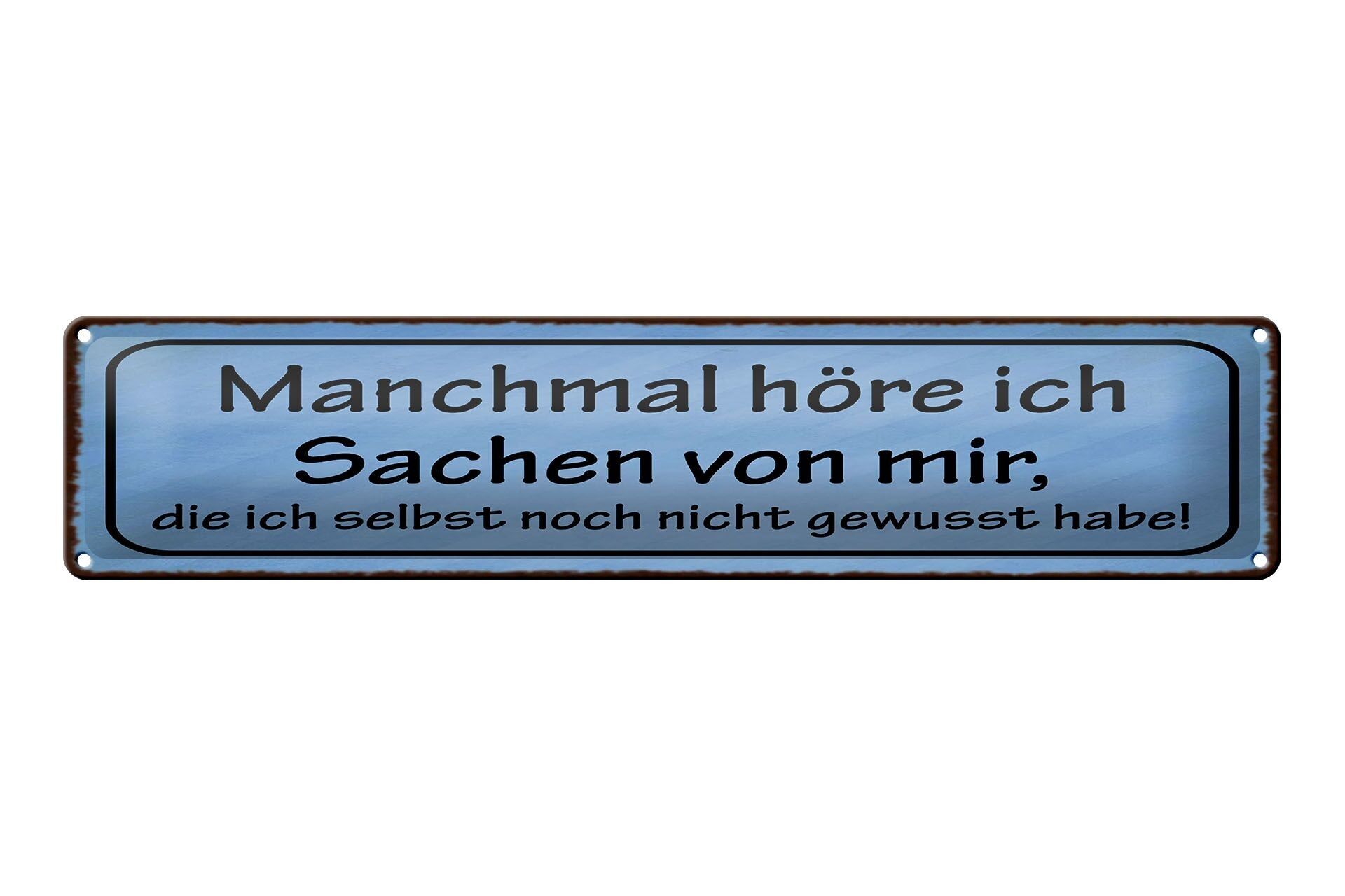 Blechschild Spruch 46x10 cm Manchmal höre ich Sachen von mir Schild