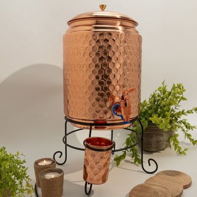 Réservoir d'eau en cuivre pur ± 11 litres avec tasse standard et 1 tasse diamant