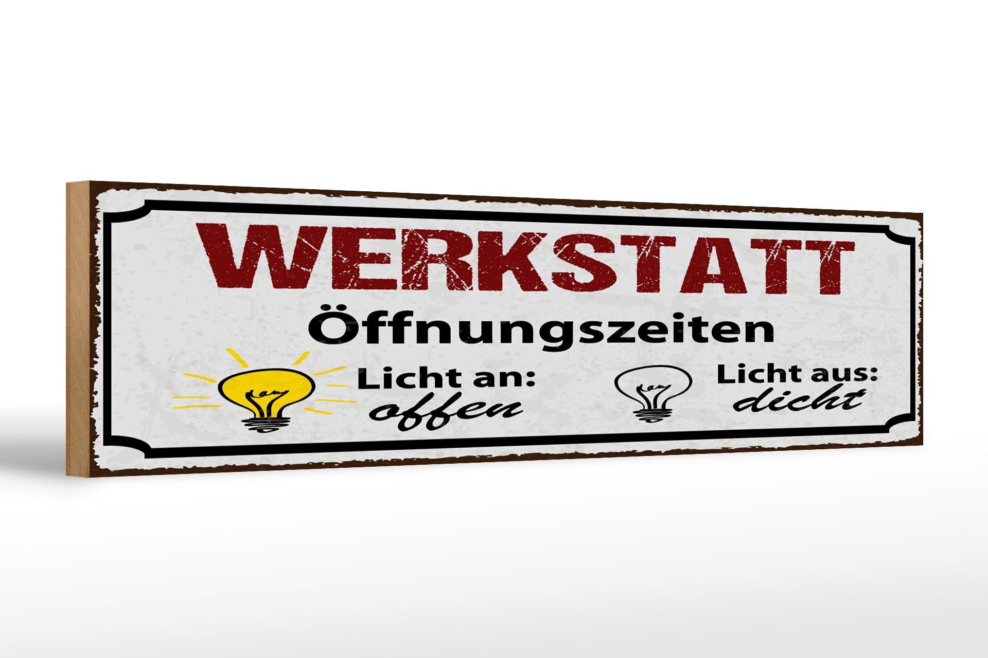 Panneau en bois indiquant les heures d'ouverture de l'atelier 46x10 cm