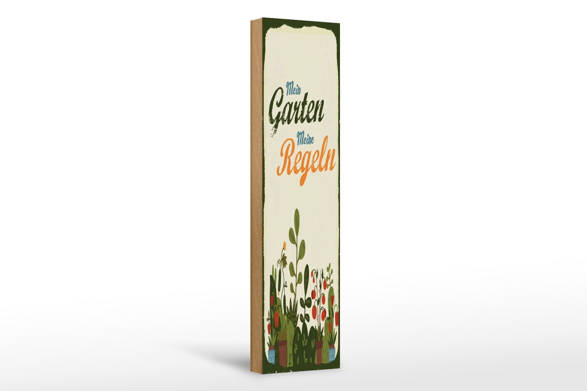 Panneau en bois disant 46x10 cm Mon jardin mes règles