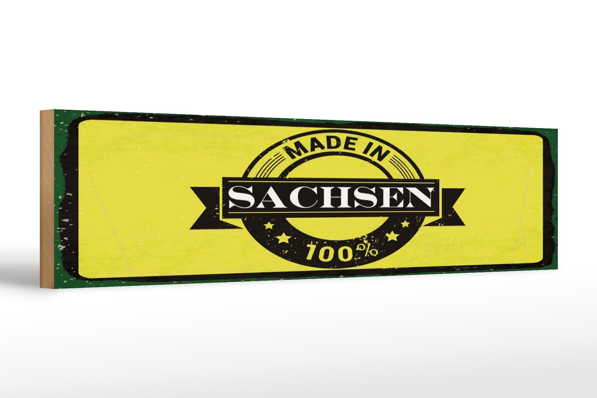Cartello in legno con scritta 46x10 cm Made in Saxony
