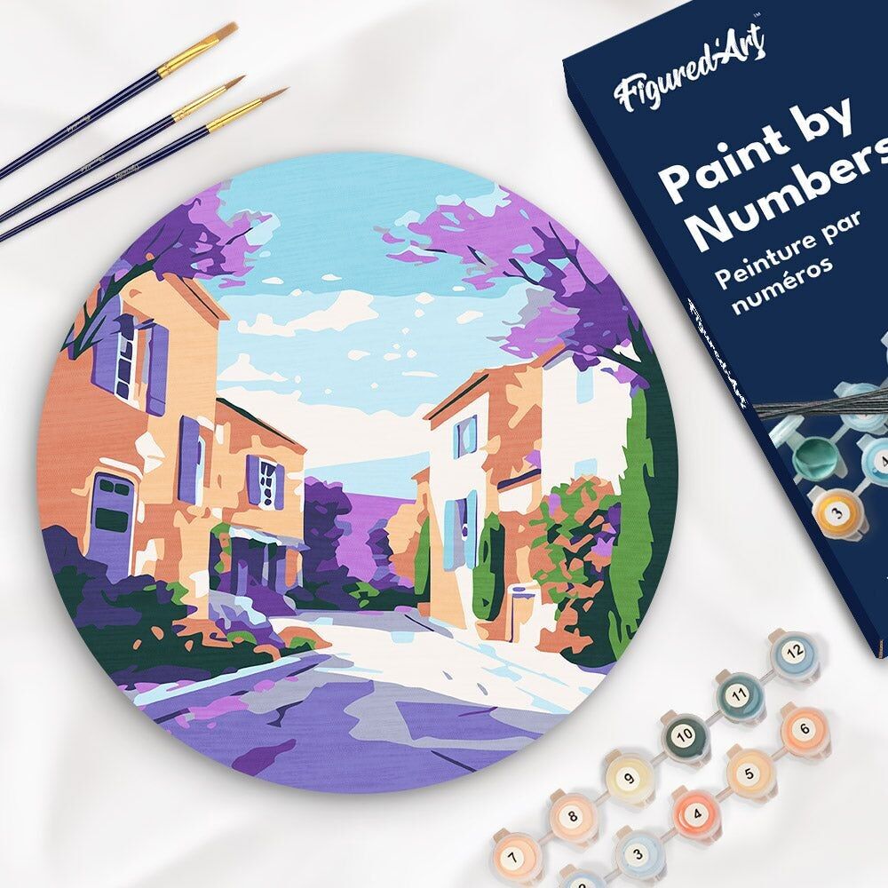 Dipingi con i numeri su disco di legno - Primavera in Provenza