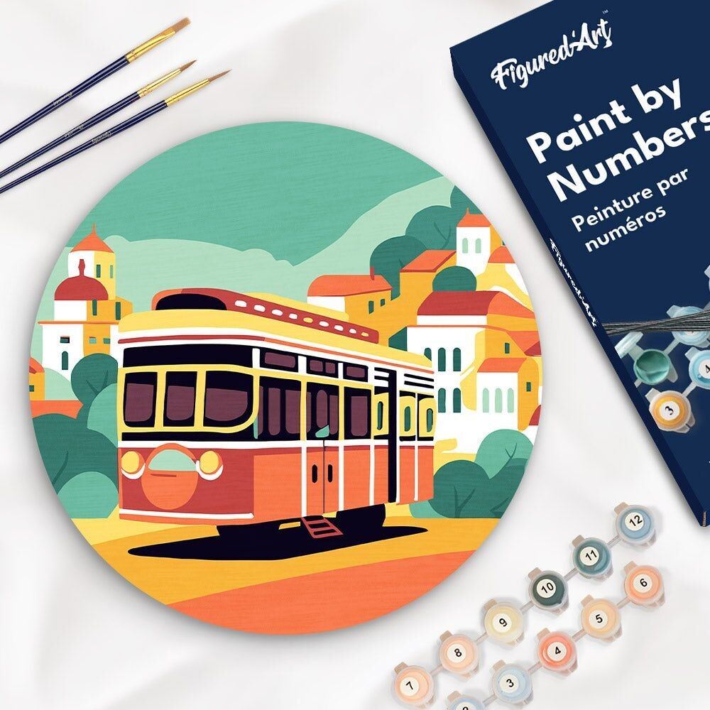 Paint by Number on Wooden Disc - Lisbon