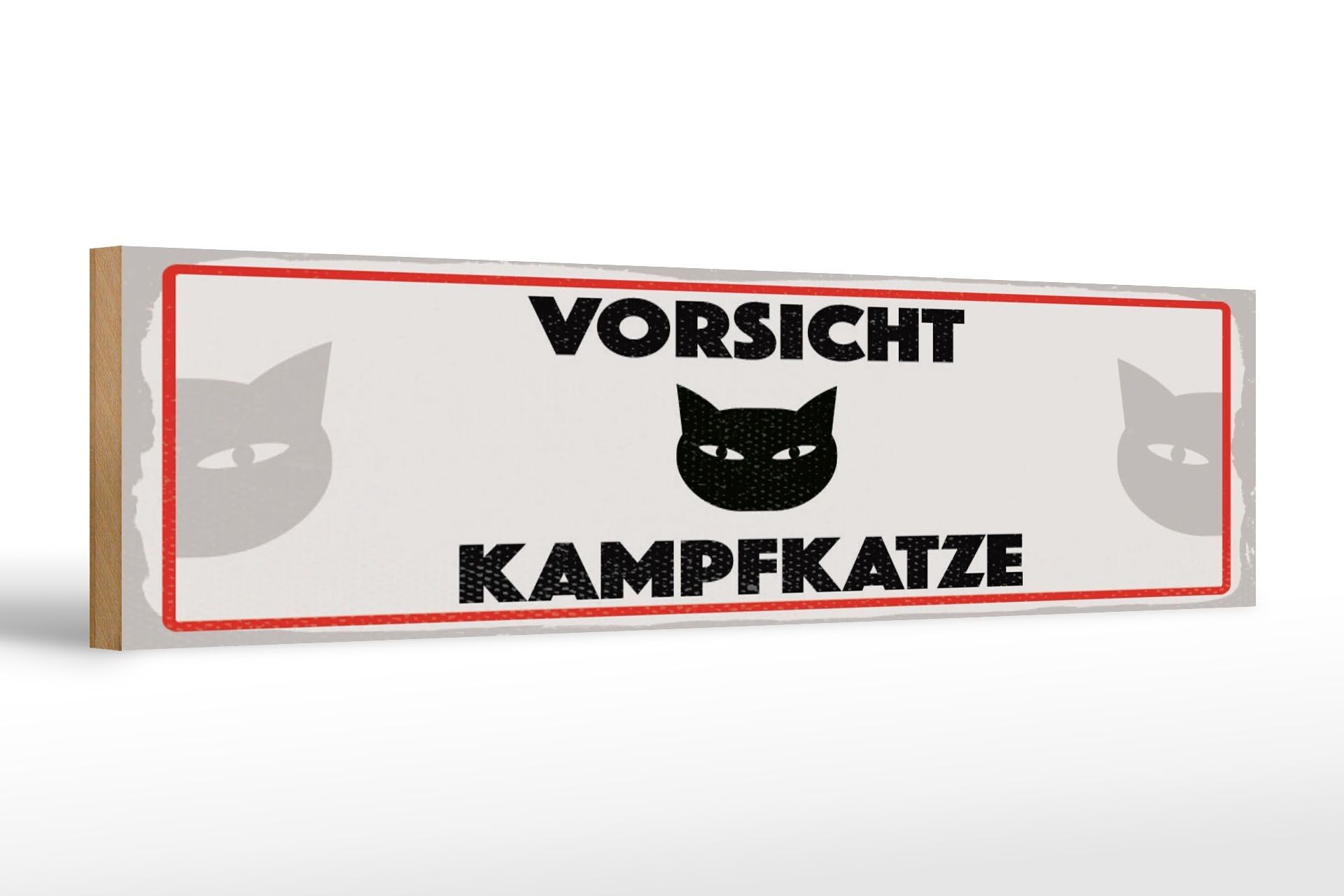 Avviso cartello in legno 46x10 cm Attenzione al cartello del gatto in lotta