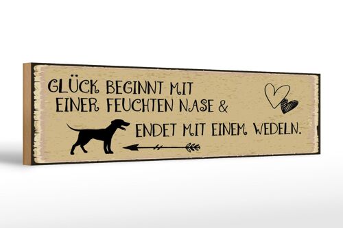 Holzschild Spruch 46x10 cm Glück endet mit Wedeln Schild