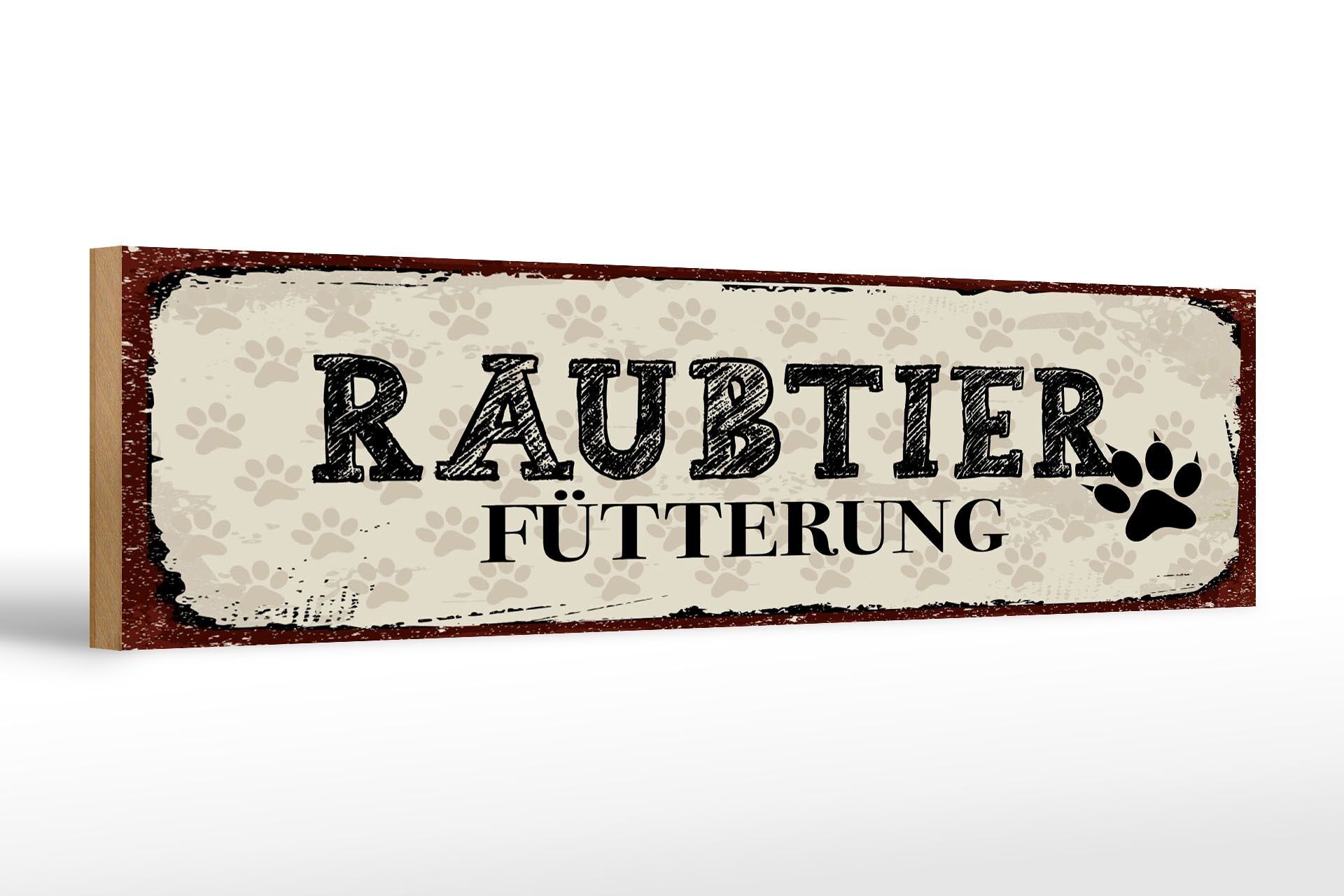 Cartello in legno con scritta "Cartello alimentazione predatori" 46x10 cm