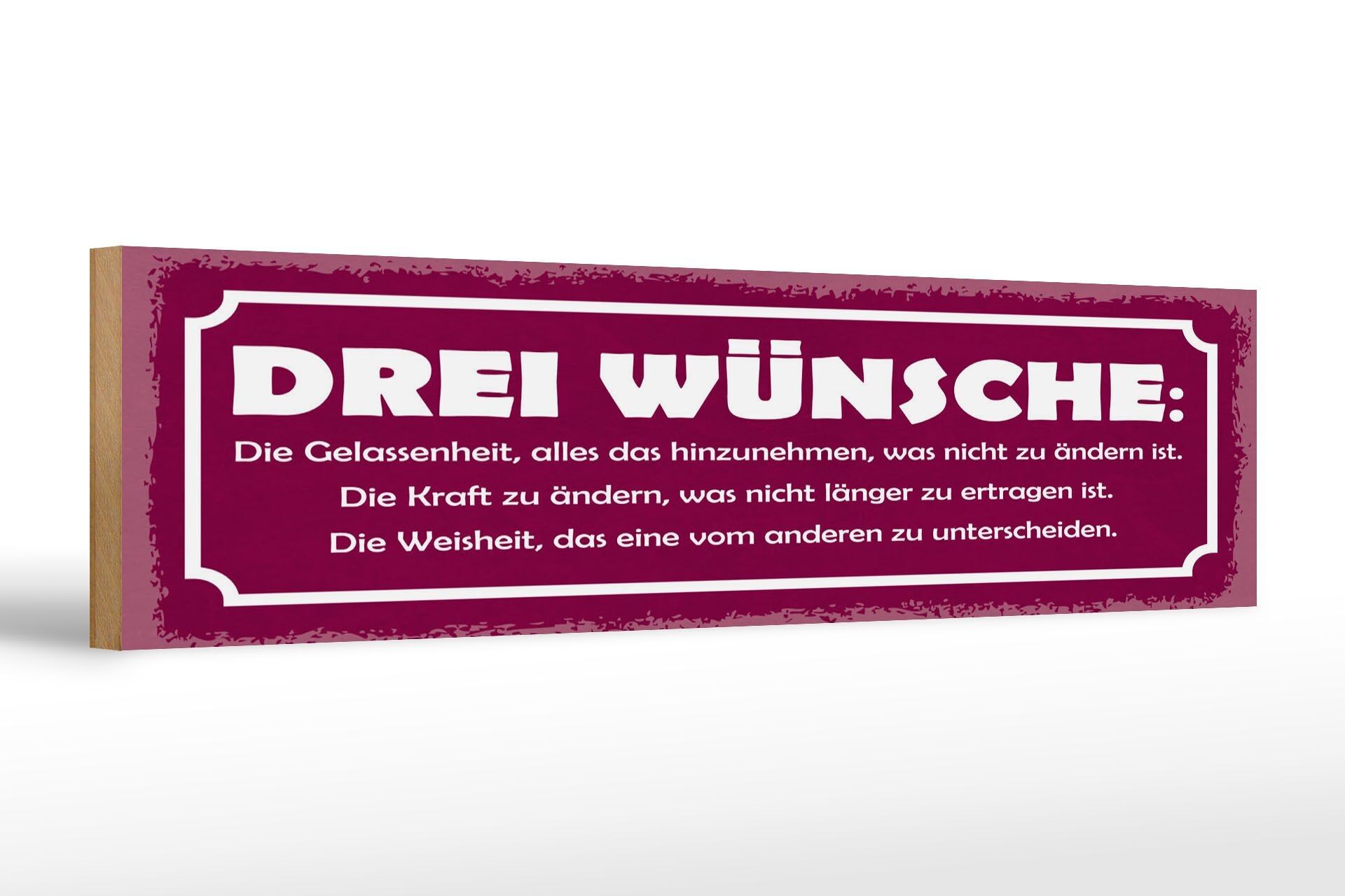 Cartel de madera con texto 46x10 cm Cartel de los tres deseos