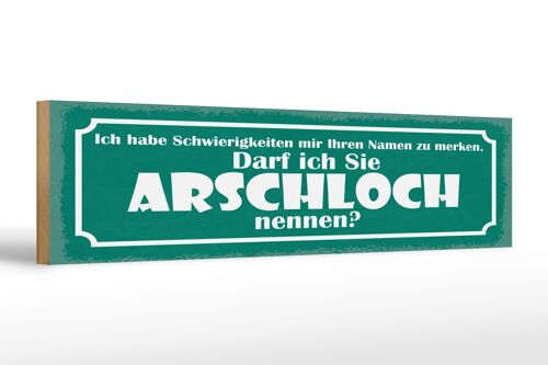 Holzschild Spruch 46x10 cm Darf ich Sie Arschloch nennen Schild