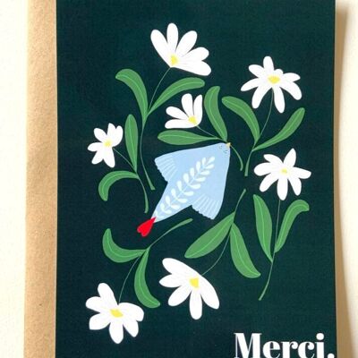 Carte Oiseau Merci