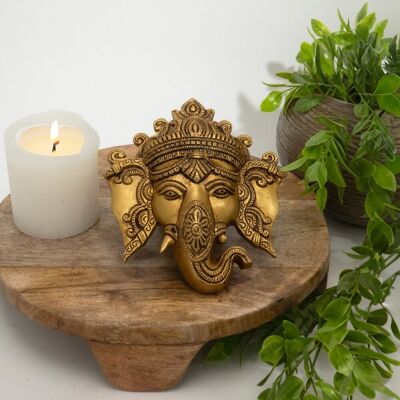 Perchero de pared Ganesha de alta calidad 15 cm de alto - 14 cm de ancho - 1 kg - Latón