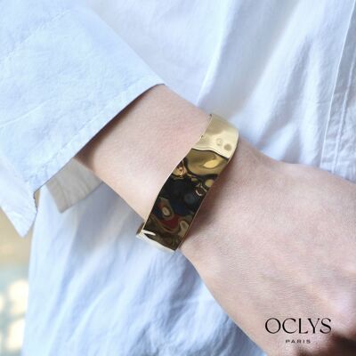 Bracelet jonc vague martelé acier inoxydable Yili