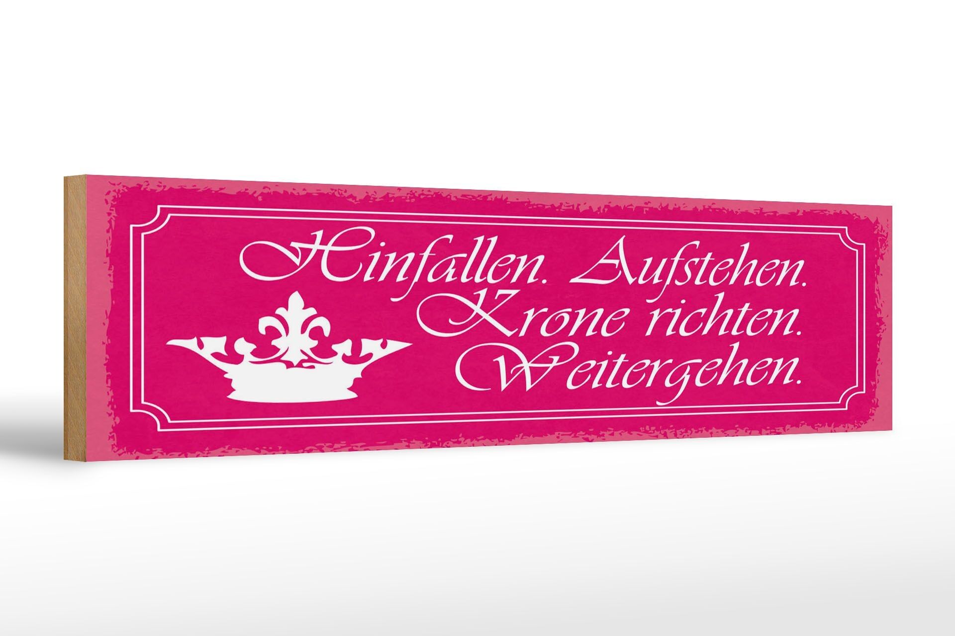 Cartello in legno con scritta "Caduta" 46x10 cm.In piedi.Regolare la corona.Vai avanti.