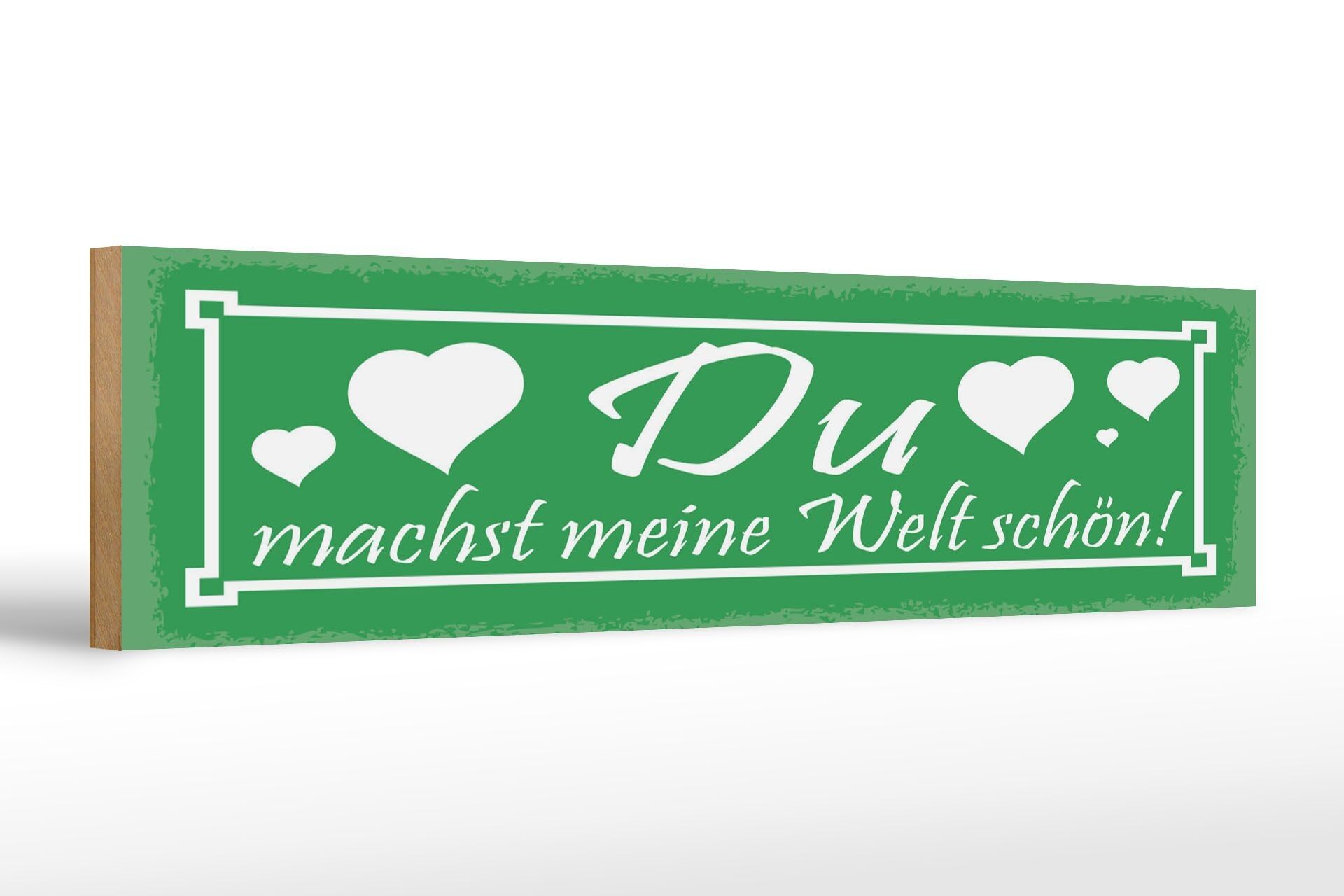 Cartello in legno con scritta 46x10 cm rendi il mio mondo più bello segno di cuori
