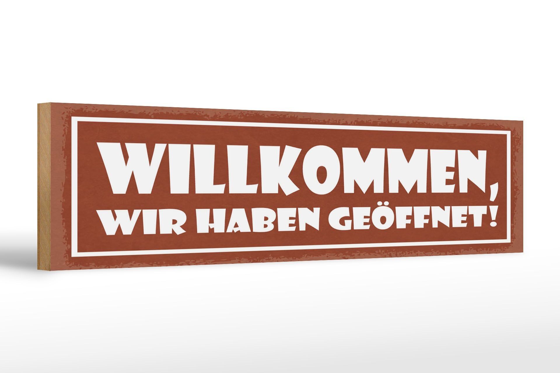 Cartello in legno con scritta 46x10 cm Benvenuto, siamo un cartello aperto