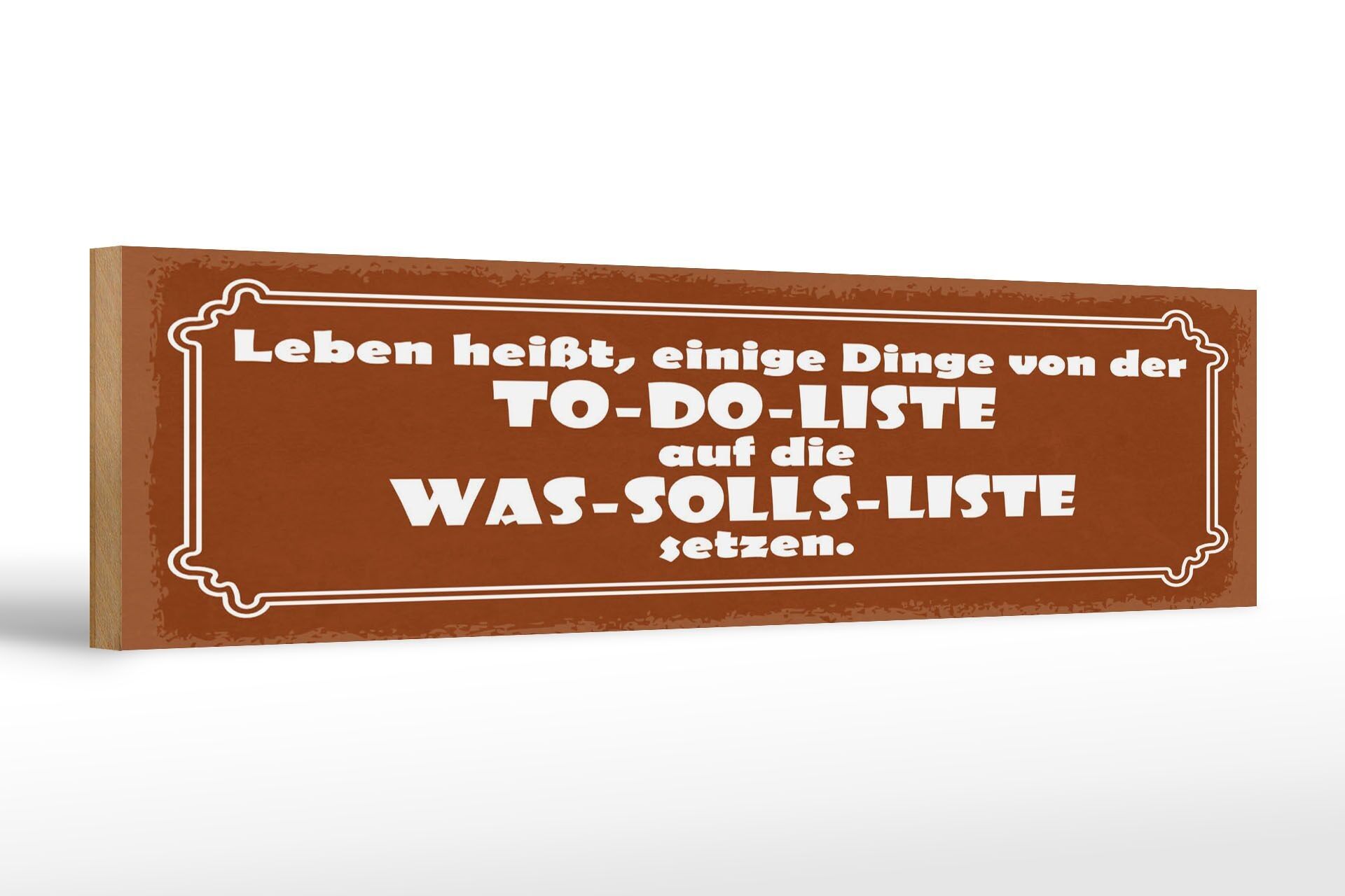 Metti il ​​cartello in legno con scritto 46x10 cm della LISTA TO DO sulla LISTA WAS SOLLS