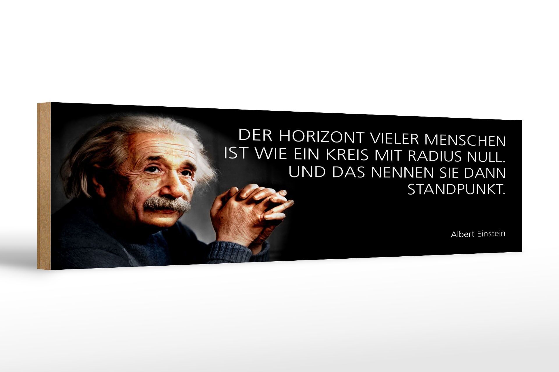 Targa in legno Citazione di Einstein 46x10 cm L'orizzonte di molte persone è come