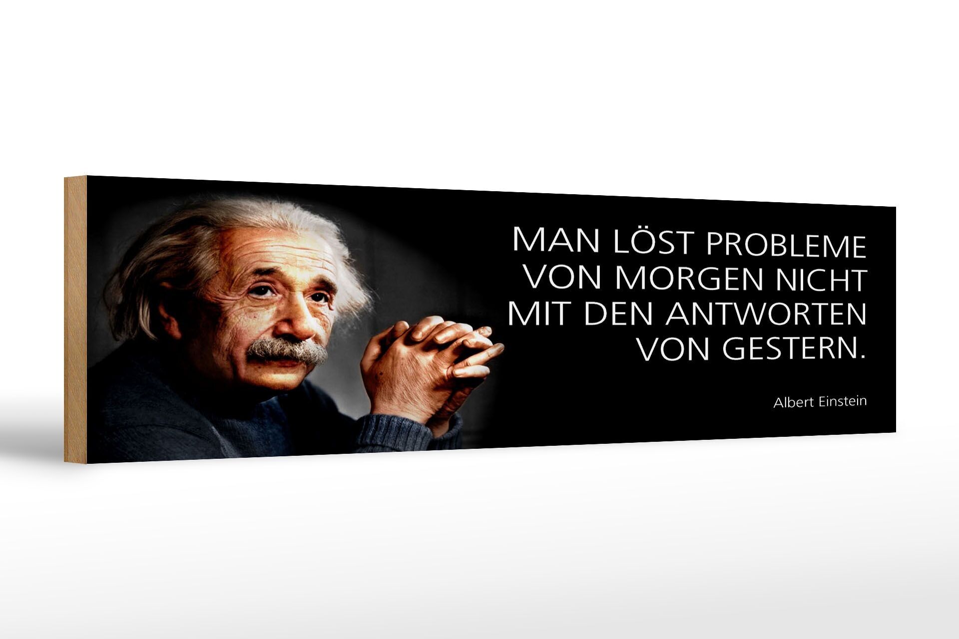 Targa in legno citazione Einstein 46x10 cm Non puoi risolvere i problemi di domani