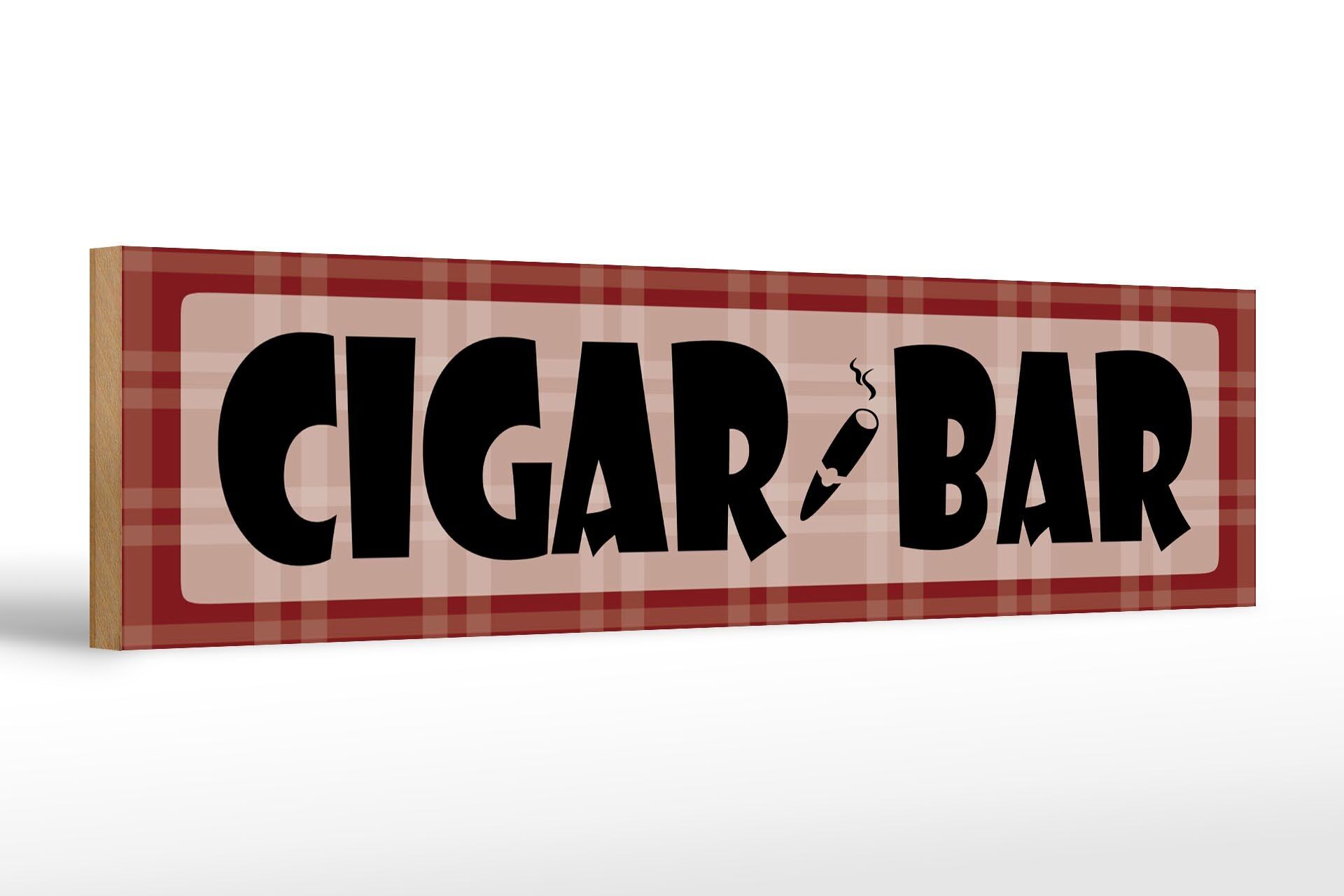 Letrero de madera aviso 46x10 cm Cigar Bar letrero rojo